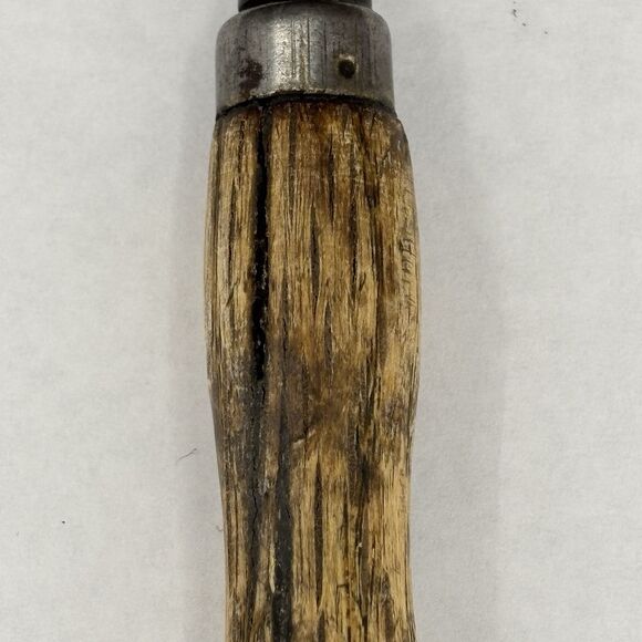 Antique 2 Prong Steel Fork Primitive Wood Handle Early 20th Century 9 inch - Picture 8 of 16